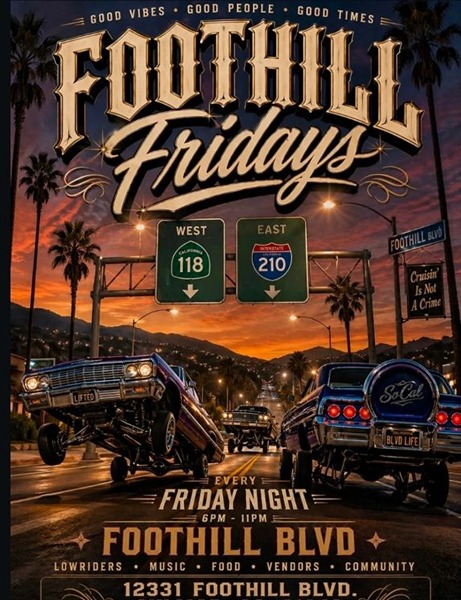 Foothill Fridays Car Meet flyer 2026